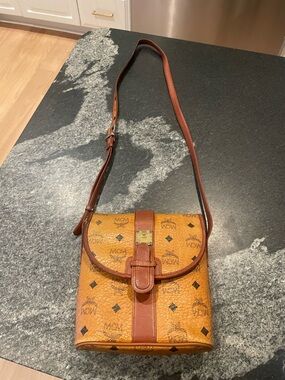Vintage MCM Cognac Logo Crossbody Bag